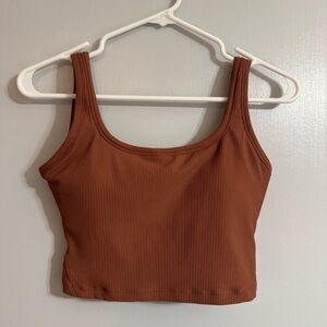 Amazon Women's Brown Ribbed Cropped Tank Top Size 6